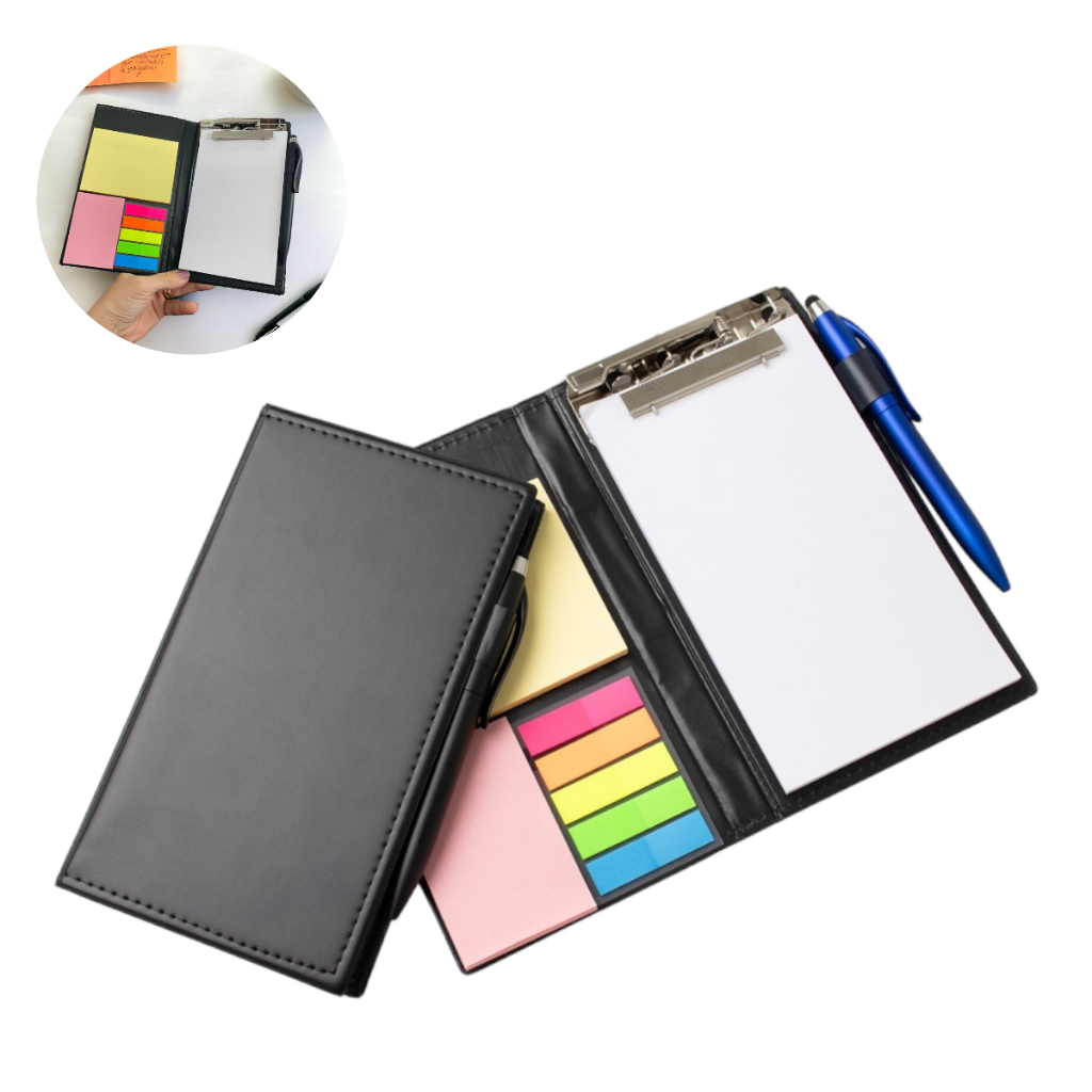 Pasta de Couro Sintético Com adesivos e caneta Bloco Grande de anotações Pasta Executiva
