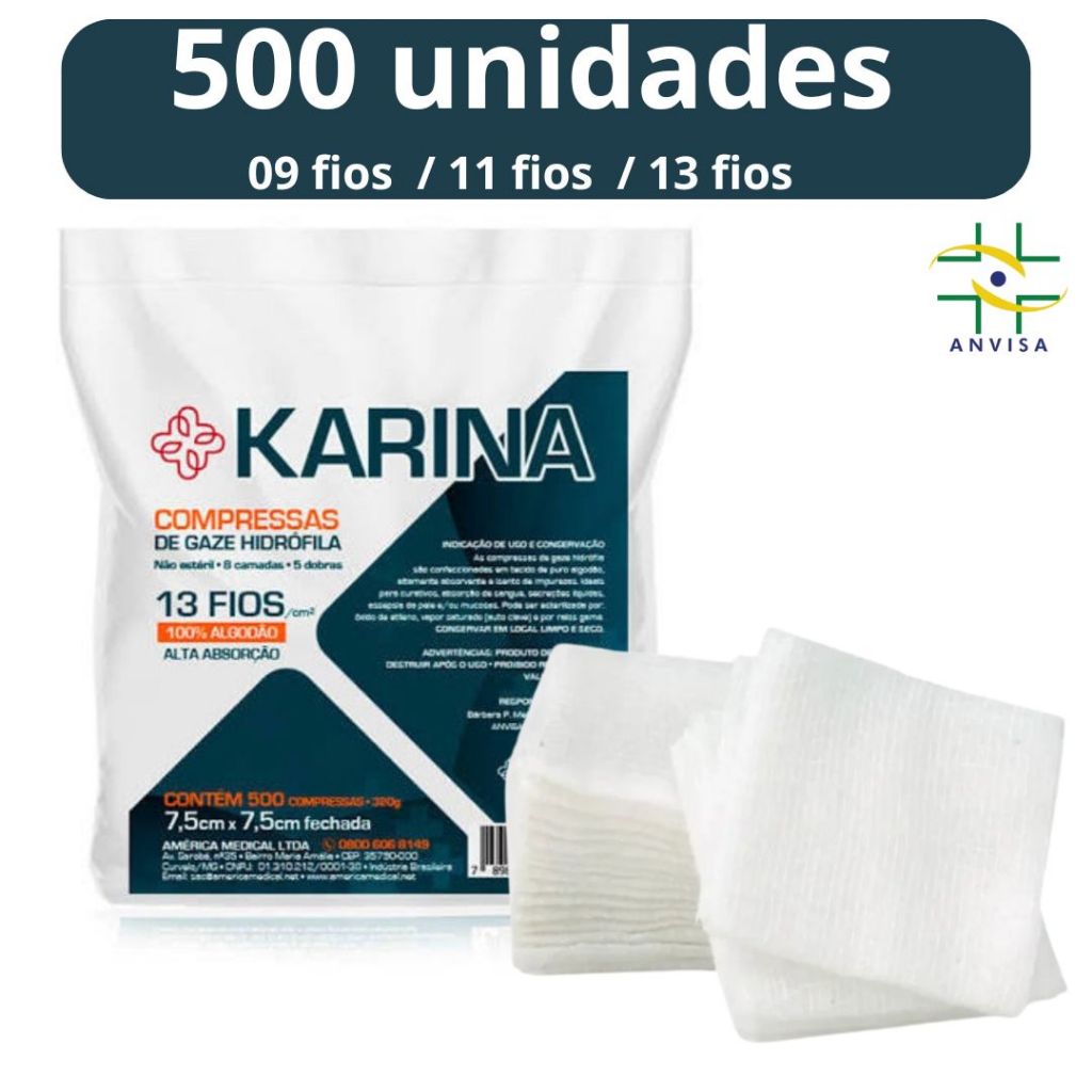 Compressa De Gaze 500 Unidades 13 Fios Soft Hidrófila Gazes Descartável Herika