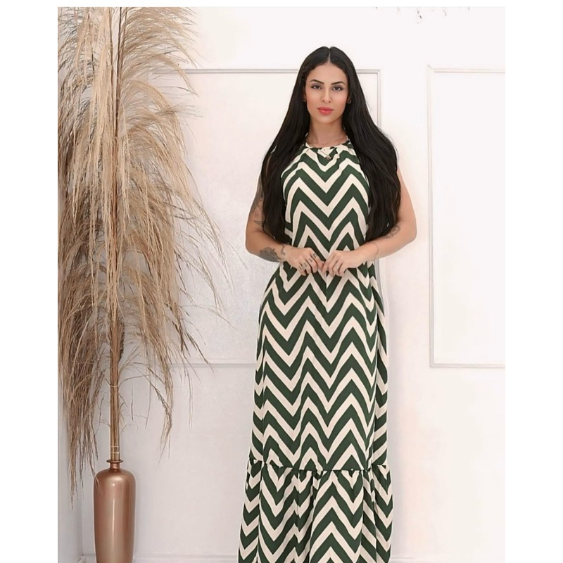 Vestido Feminino Costa Nua Frente Única Com Bojo Longo Moda Verão