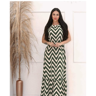 Vestido Feminino Costa Nua Frente Única Com Bojo Longo Moda Verão
