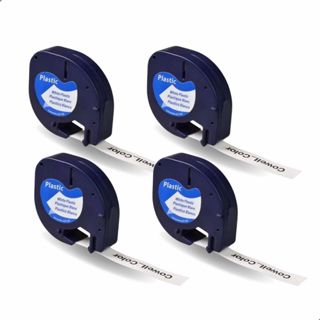 Fita Compatível para Rotuladores DYMO Letratag 12mm x 4m Kit 4 unidades Impressão Preta Incolor em Oferta na Shopee