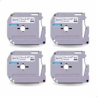 Kit 4 Fitas para Rotulador Evolut M-K231 12mm x 8m Reposição Impressão Branco com Escrita Preta em Oferta na Shopee