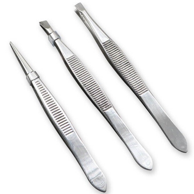 KIT COM 3 PINÇAS EM AÇO INOXIDÁVEL PARA DESIGN DE SOBRANCELHAS, REMOÇÃO DE PELOS, SOBRANCELHAS