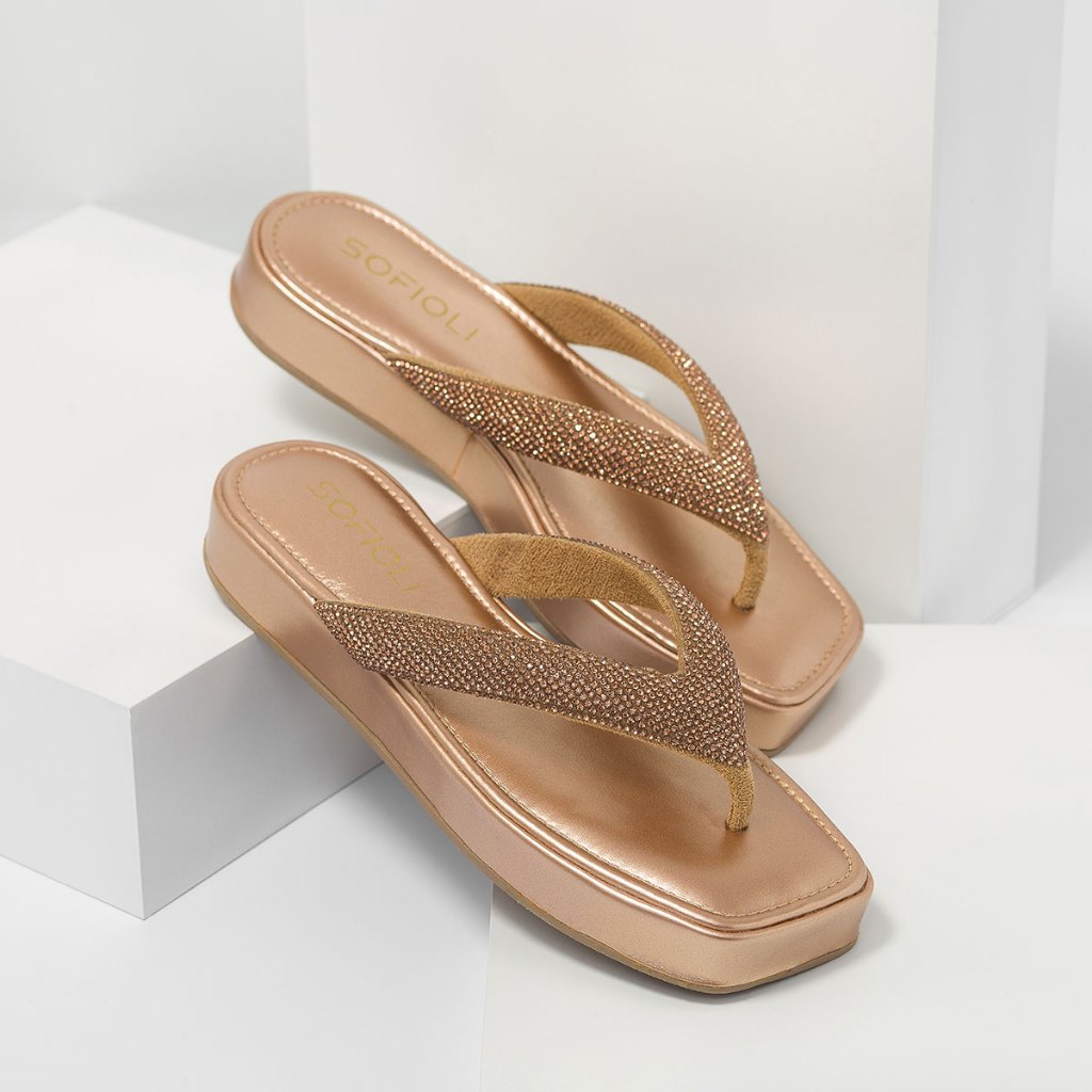 Chinelo Flat Sandália Feminina Brilho Strass De Dedo Luxo Sofiolí Confortável Moda Macio L...