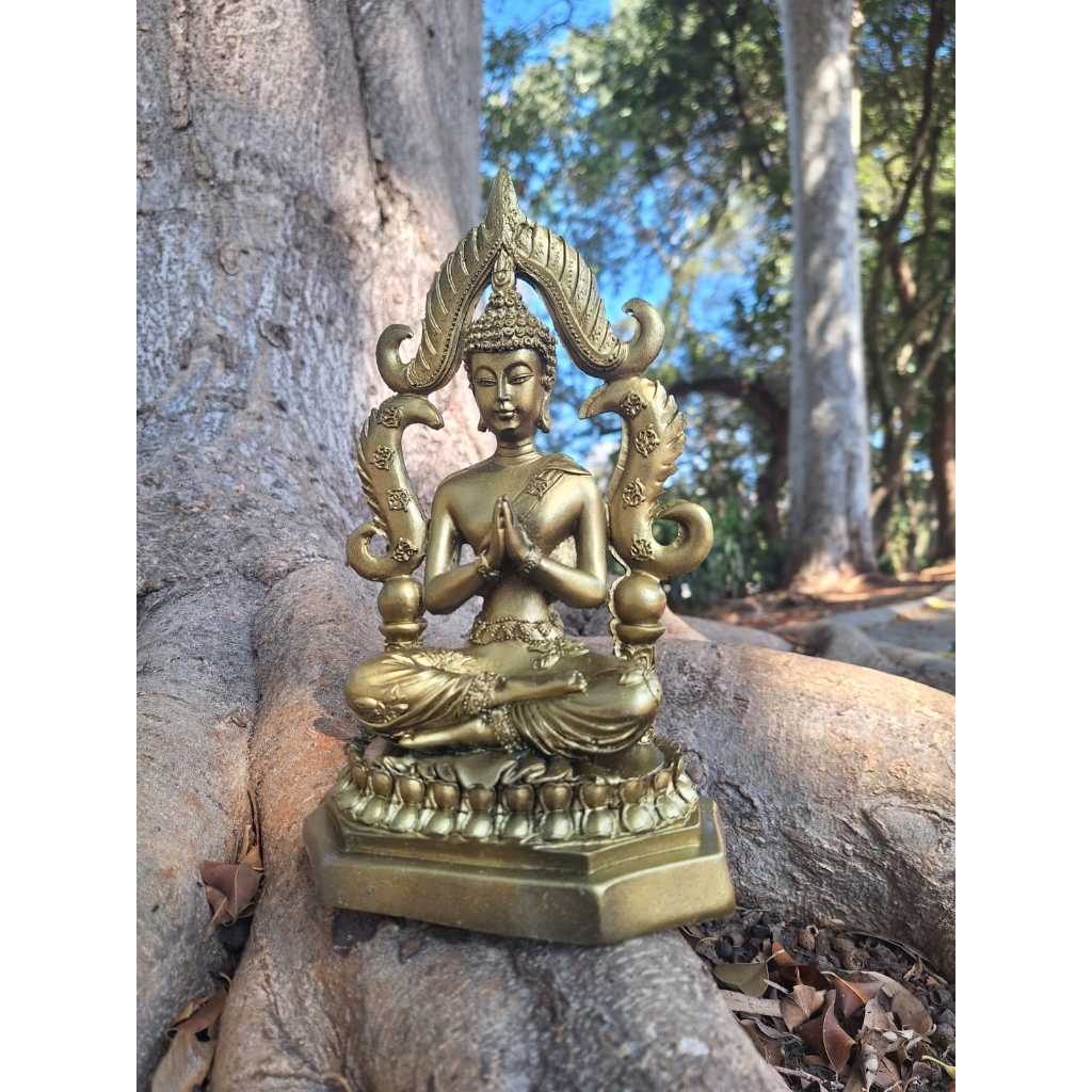 Buda Hindu no Arco 23 cm Dourado Príncipe Hindu Estatua Esoterismo Decoração