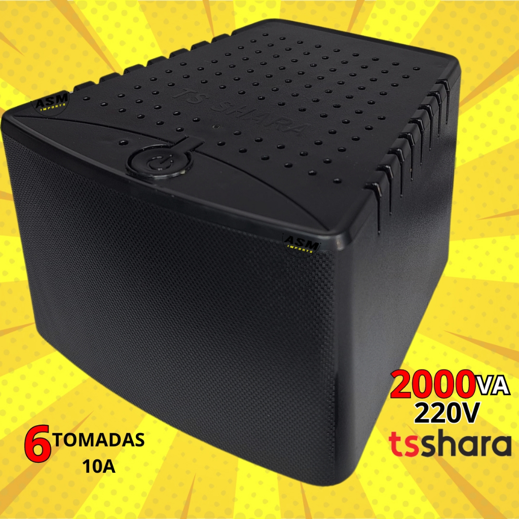 Estabilizador PowerEst Home 2000 Monovolt 220V Entrada e Saída 220V 6 Tomadas 10 Amperes TS Shara Estabilizador