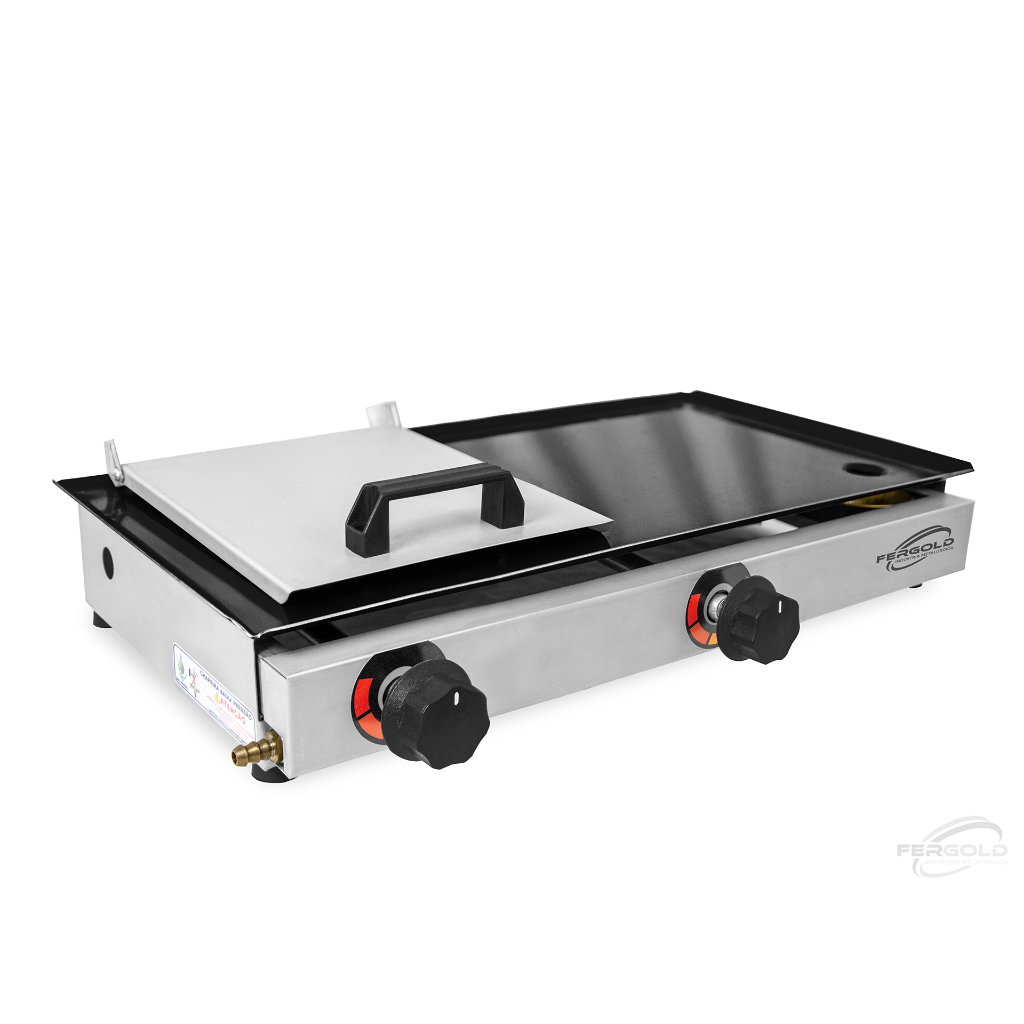 Chapa chapeira De Lanche Hot Dog Hamburguer C/ Prensa 30x60 Á Gás