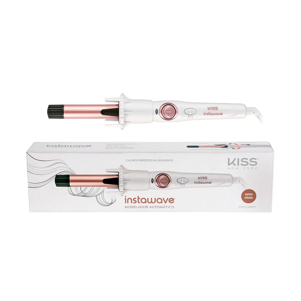 Modelador de Cachos Automático Instawave Kiss New York Rose Cerâmica 210ºC Elétrico Bivolt 127/220V