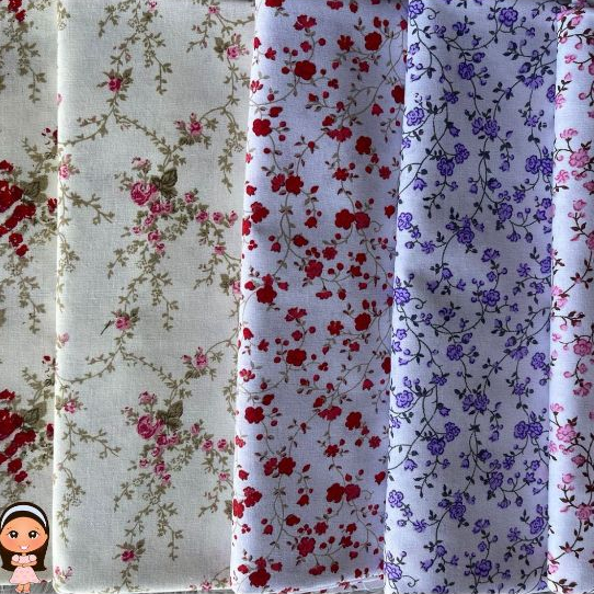 Tecido Tricoline Flores 1,00mt 2,00mt, 1,50 de Largura 100% Algodão, Floral, Flor, Raminho, Buque. em Oferta na Shopee