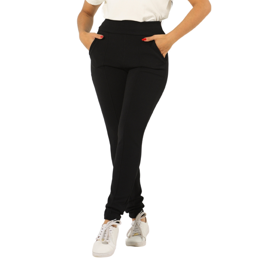 Calça Social Malha Crepe Cintura Alta Feminina Bolso Skinny em Oferta na Shopee