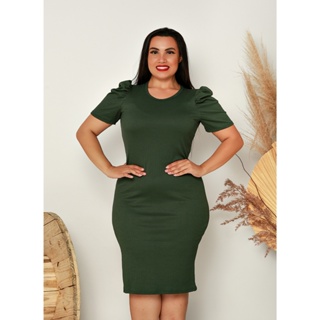 Vestido Midi Manga Princesa Plus Size Coladinho ( com leve defeito ) em Oferta na Shopee