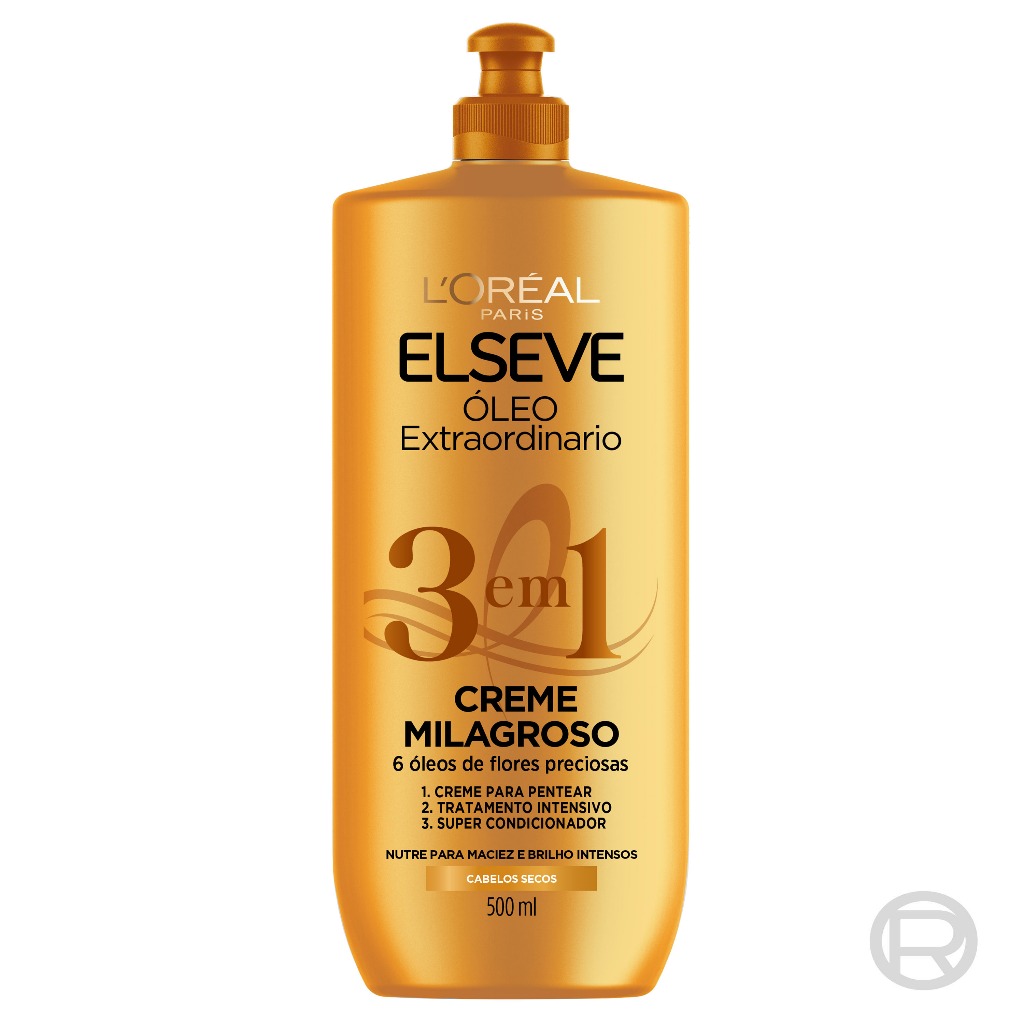 Creme Milagroso 3 em 1 Elseve Óleo Extraordinário 500ml - Beauty