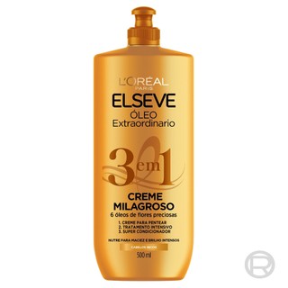 Creme Milagroso 3 em 1 Elseve Óleo Extraordinário 500ml em Oferta na Shopee