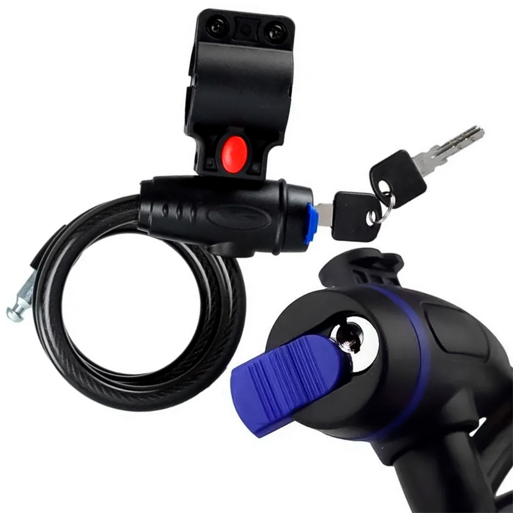 Corrente Cadeado C/ Chave P/ Bicicleta Bike Moto Trava de Segurança - Cabo 12mm