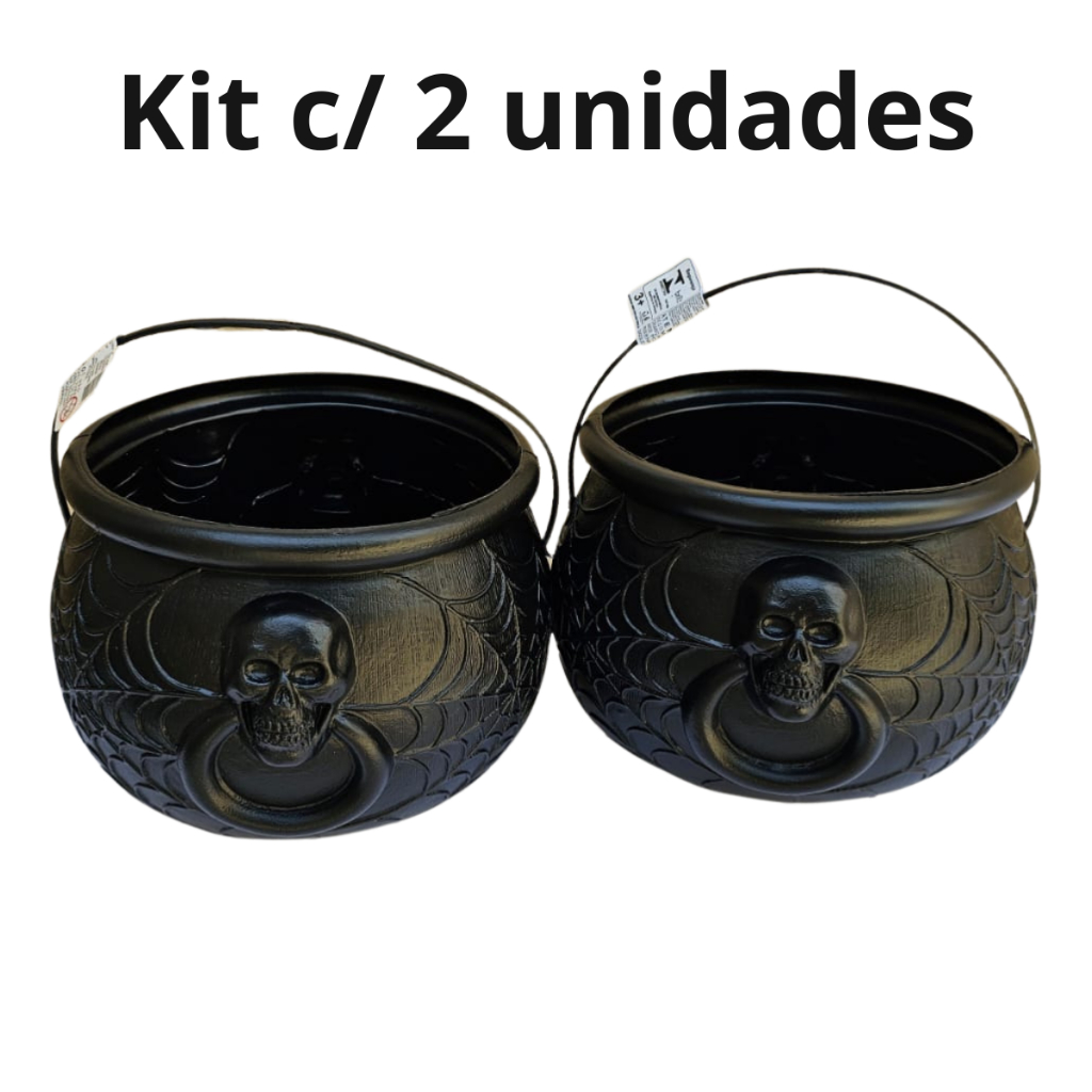 kit c/2 Balde caldeirão bruxa Grande Decoração Halloween