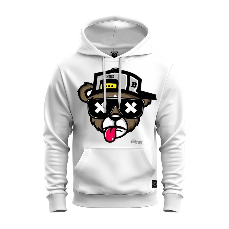 Moletom Canguru Unissex Premium Confortável Estampado Ful Hd Em Alta Definição Urso Boné Bolado