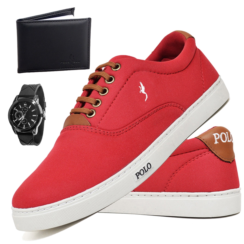 Tênis Sapatênis Masculino Polo Blu Leve com Relógio Analógico + Carteira do 37 ao 46