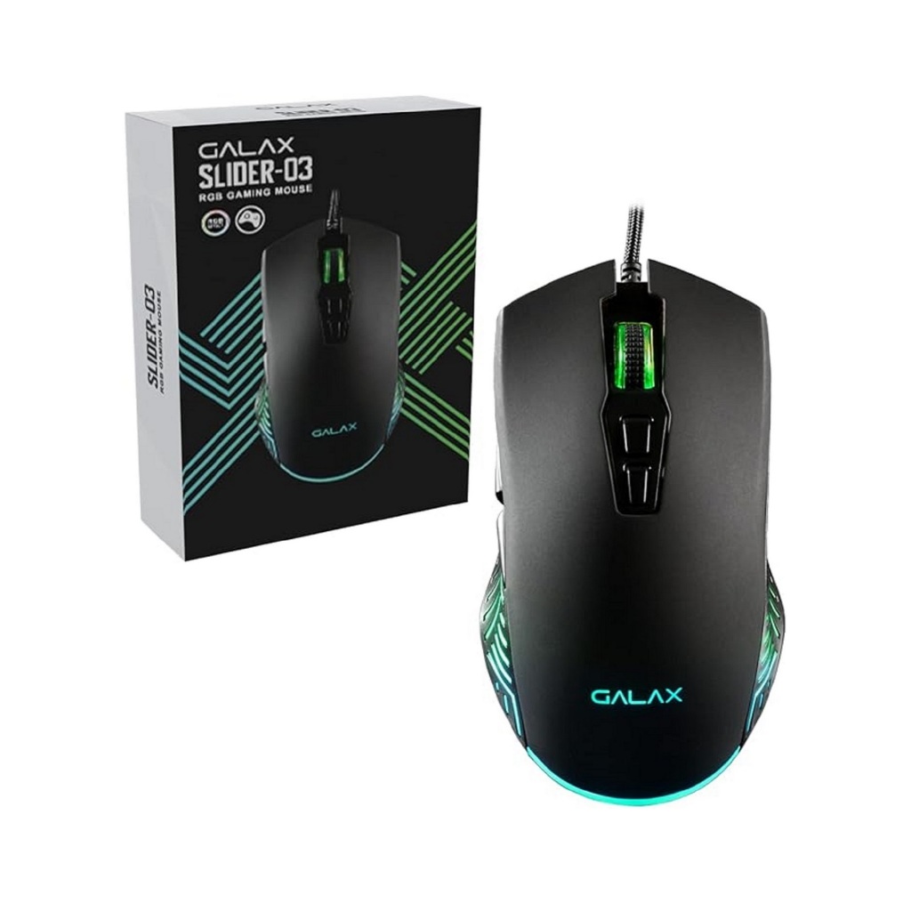 Mouse Jogos Gamer Rgb USB Fio Ergonômico 7200dpi Galax Slider-03 7 Botões e Sensor Programável
