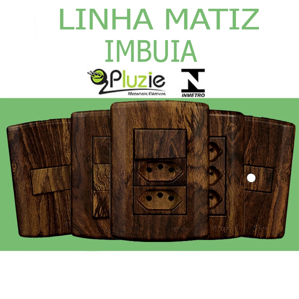 Tomada e interruptor Pluzie imbuia fosco estilo madeira rústica 10a 20a amadeirado