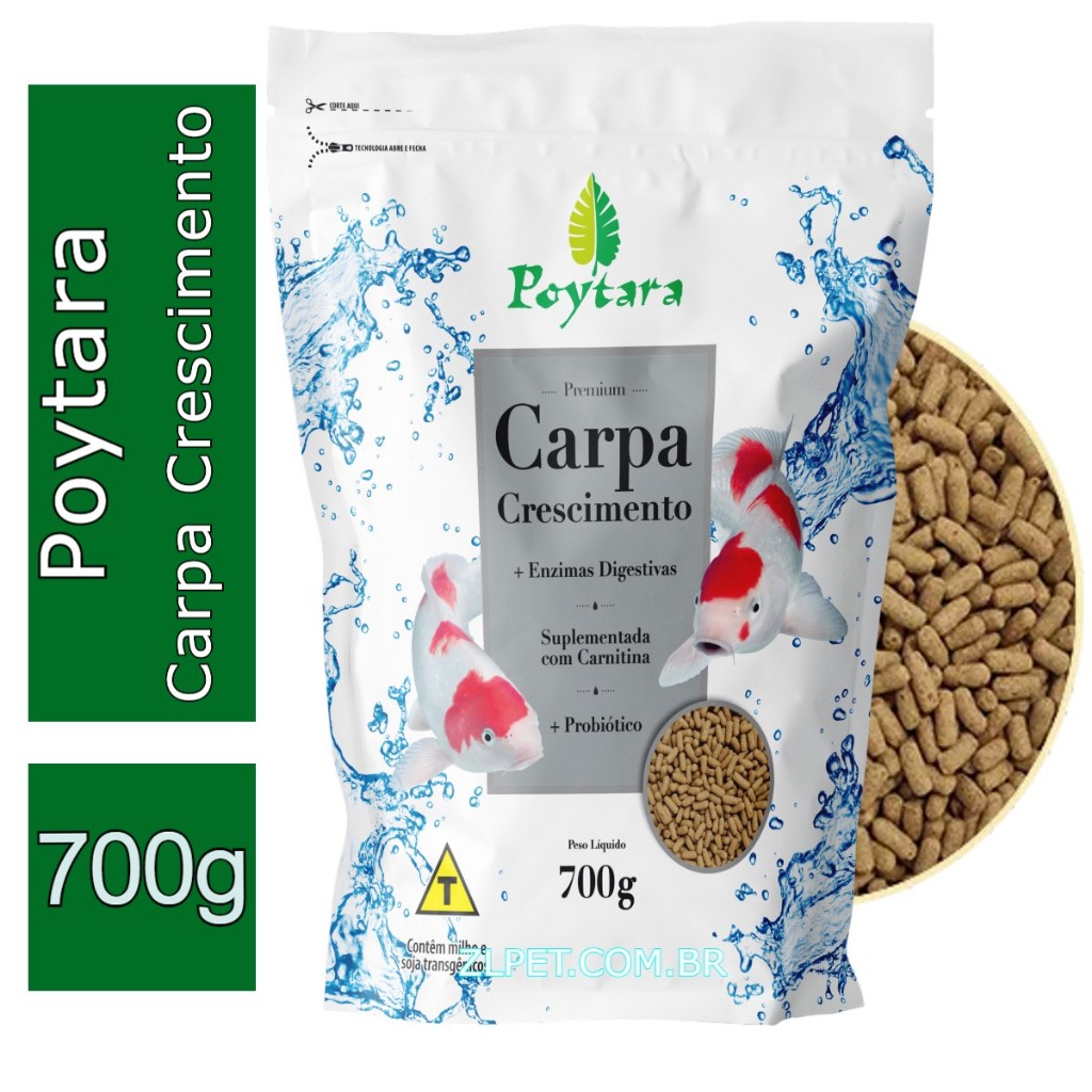 Ração Para Carpas Juvenis Poytara Carpa Crescimento 700g em Oferta na Shopee