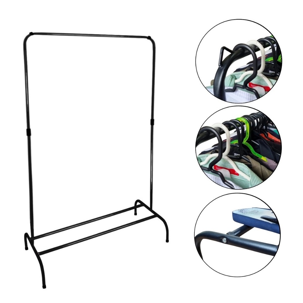 Cabideiro Roupas Arara De Roupas Loja/quarto Sapateira Preto