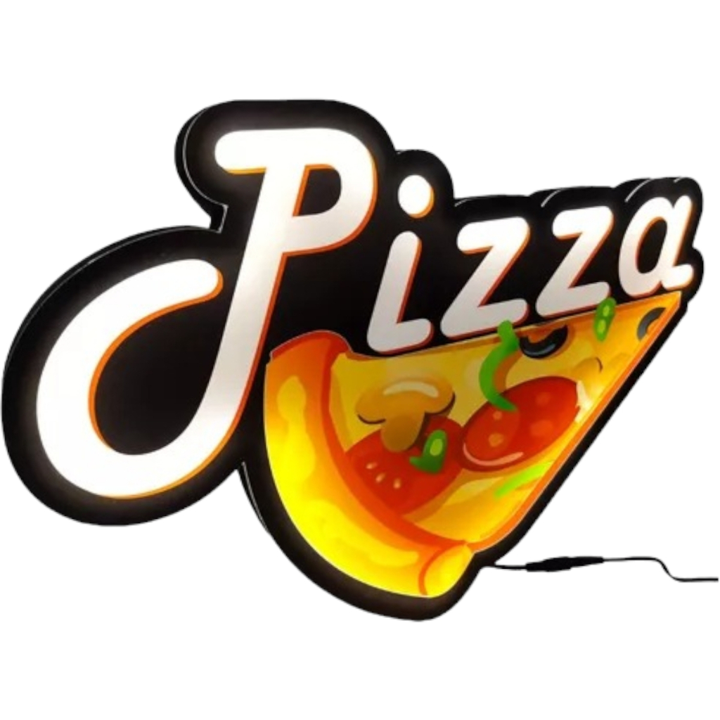 Letreiro Placa Luminosa com led pizza decoração pizzaria