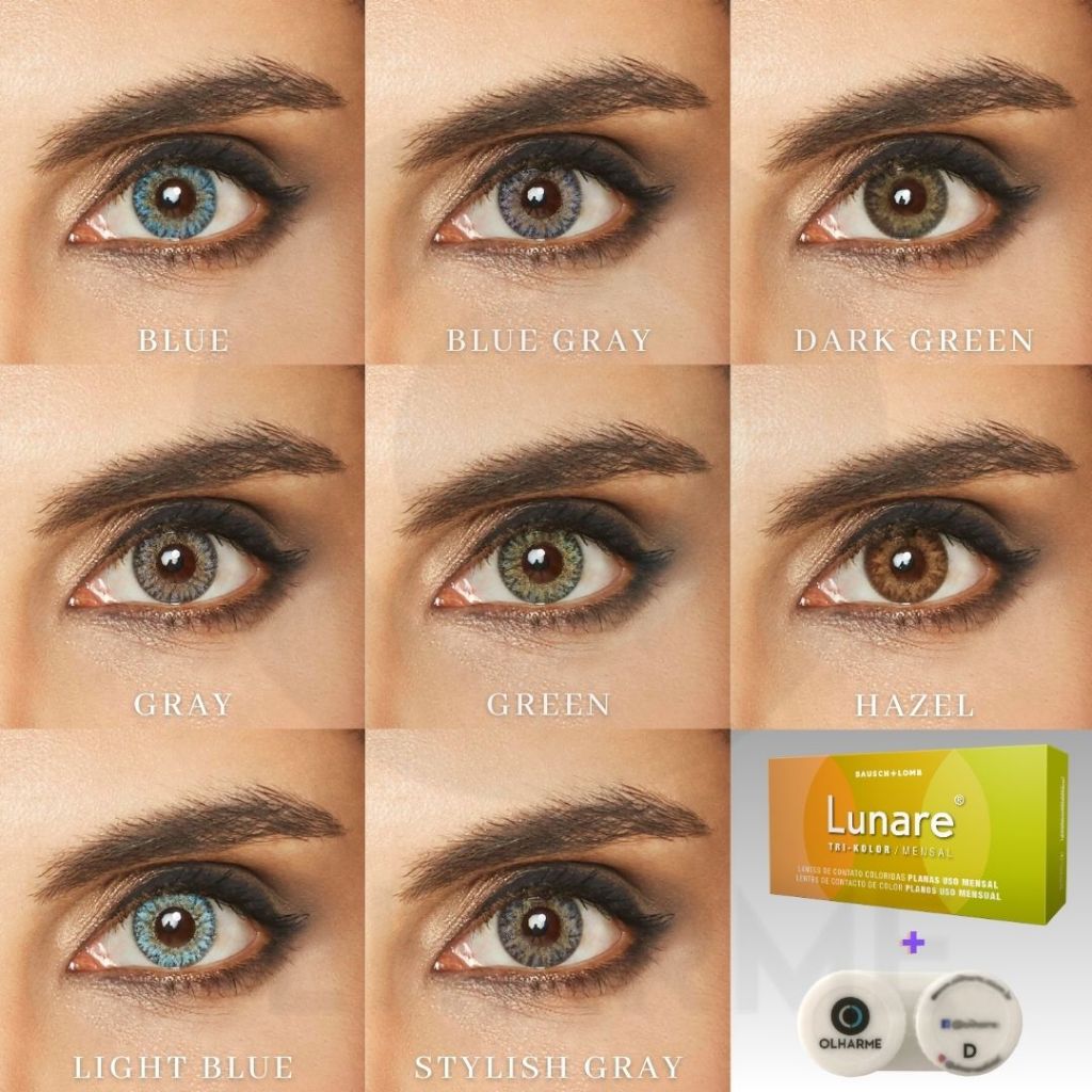 Lente de Contato Colorida Lunare Mensal Sem Grau Tri Kolor Conforto Natural