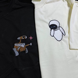 Camiseta Eva e Wall-E bordada Casal namorados blusa 100% algodão streetwear walle eva em Oferta na Shopee