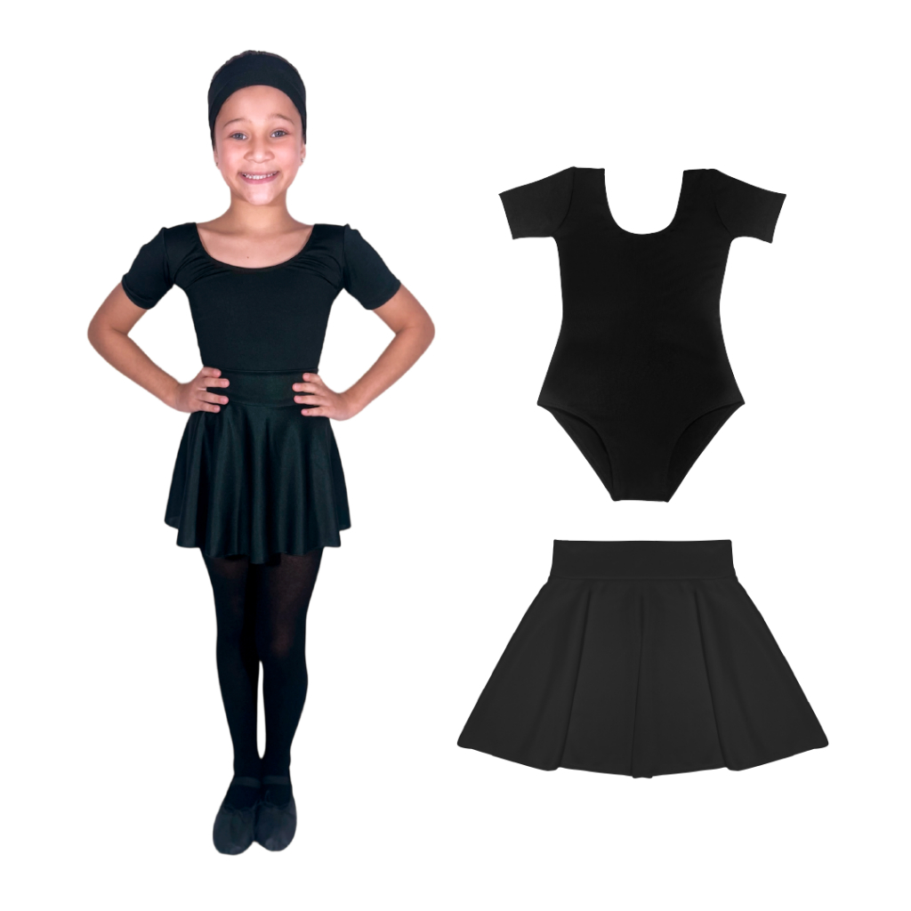 Collant Meia Manga + Saia de Cós em Oferta na Shopee