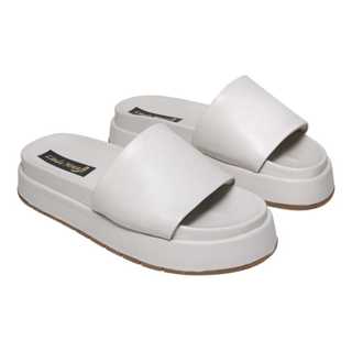 Sandalia Feminina Papete Slide Linda Moça Plataforma Off-Whitte em Oferta na Shopee