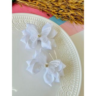Dupla de Laço / Duplinha de Laço / Laço Branco, Rosa, Azul, Amarelo, Verde, Vermelho Borboleta F
