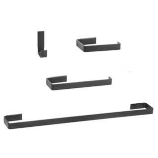 Kit Acessórios Para Banheiro Inox Quadrado 4 Peças Luxo Preto Fosco Black em Oferta na Shopee