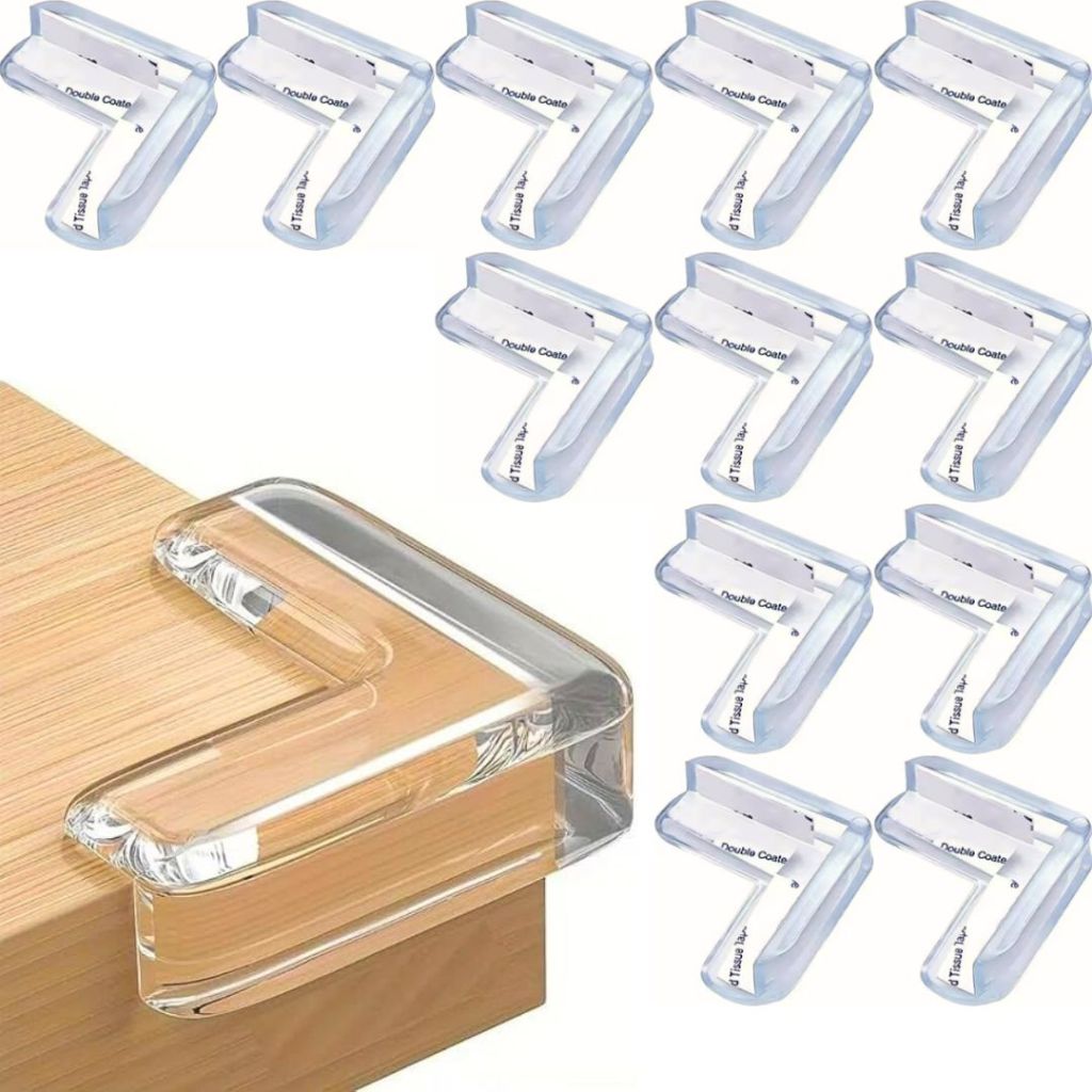 Protetor de Quina Borda Mesa Cantoneira Para Móveis Silicione Transparente Proteção Bebê 12 Peças