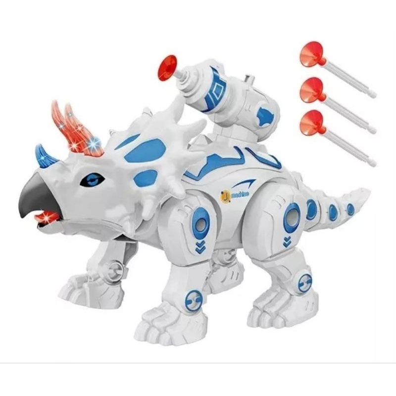 Brinquedo Criança Dinossauro Triceratron lançador Com Son e Luz Anda