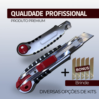 KITs Estilete Profissional Emborrachado c/ Lâminas Recarregador Automático, Pegada Ergônomica em Oferta na Shopee