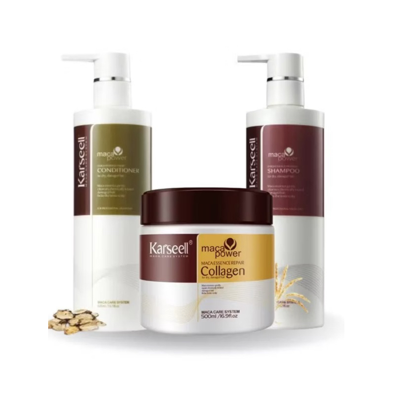 KIT COMPLETO MASCARA + SHAMPOO + CONDICIONADOR  KARSEELL ORIGINAL MACA POWER COLLAGEN ORIG...