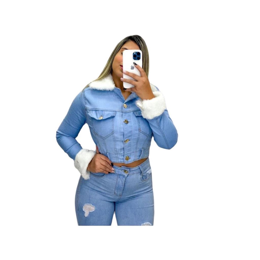 Jaqueta Jeans Feminina Cropped Cós em Oferta na Shopee
