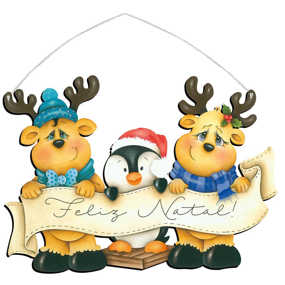 Natal - Decoração de Parede - Guirlanda de Alces - Feliz Natal