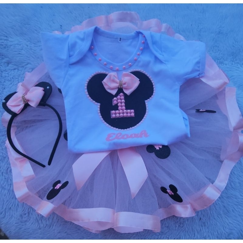Vestido Body Minnie Rosa Luxo Fantasia Minie festa  E Tutu