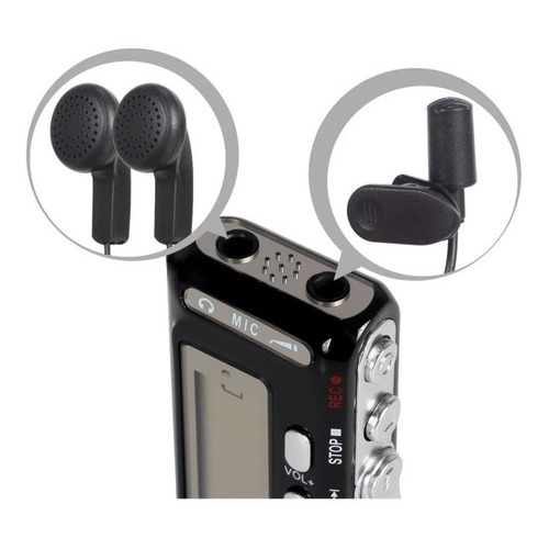 Mini Gravador Digital Grava Até 140 Hs Direto Portátil Cor Preto