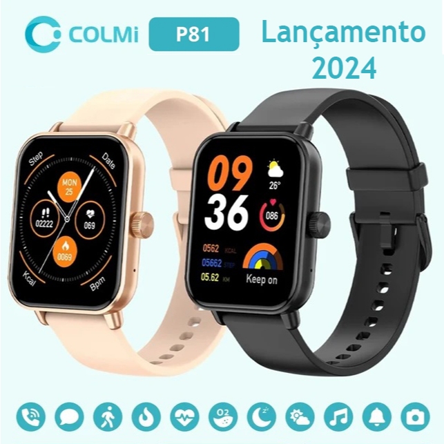 Smartwatch COLMI P81 - Bluetooth Atende Ligação À Prova D'água Monitora Saude Fisica
