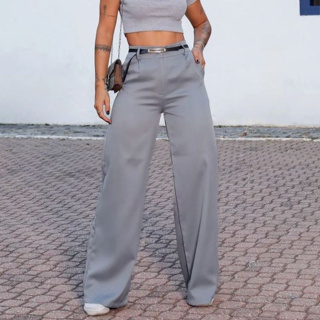 Calça Social Feminina Pantalona Alfaiataria Com Cinto em Oferta na Shopee