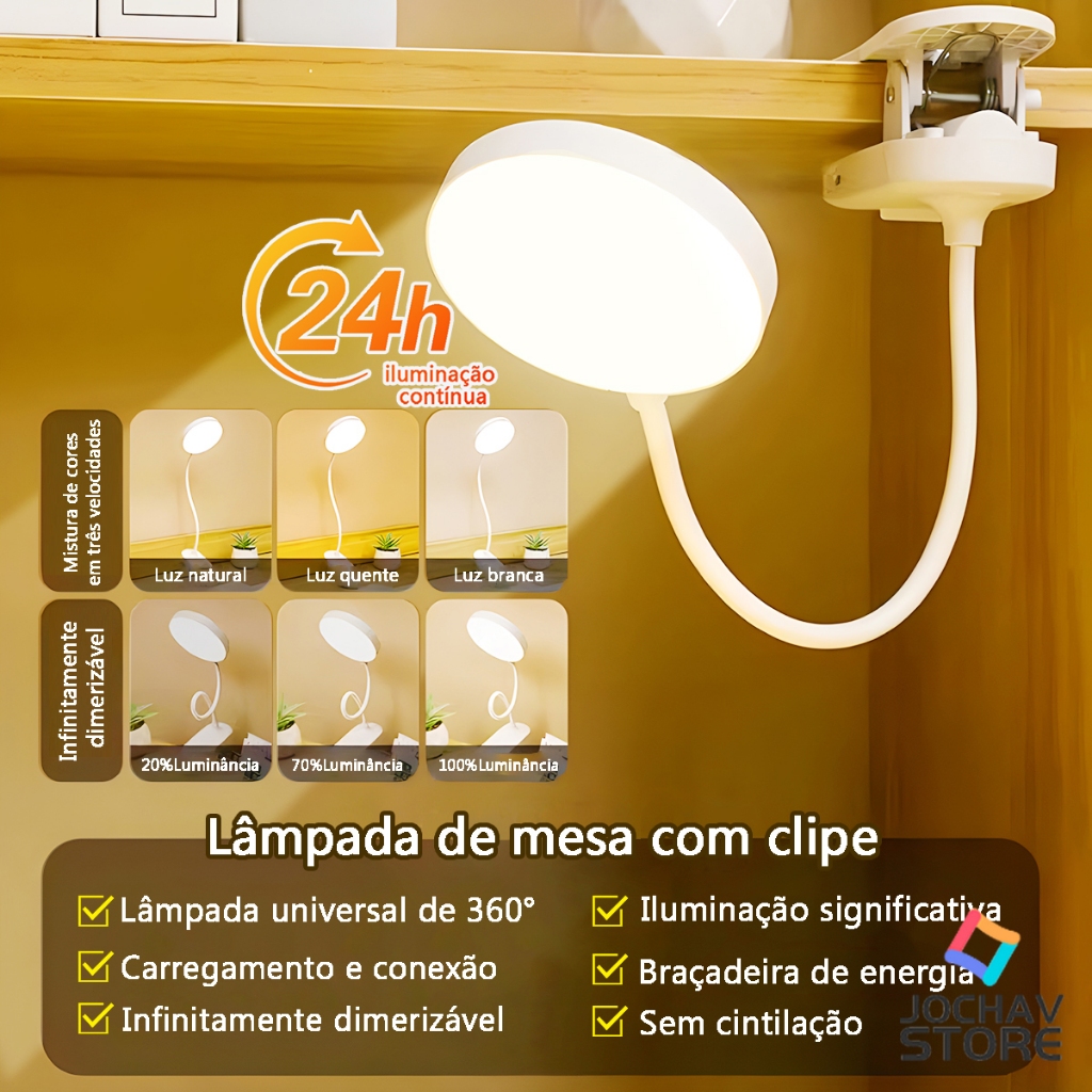 Luminária De Mesa LED Luz Sem Fio Recarregável Touch Haste Flexível Lâmpada De Estudo Usb