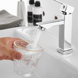 Torneira de Lavabo / Banheiro Prata Luxo Metal Moderna 1/2 Cuba Fosco 100% Inox Quadrada em Oferta na Shopee