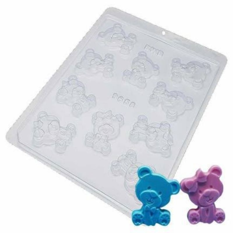 2 Formas para chocolate simples - Ursinhos BWB ( 9658)/ urso chá revelação. em Oferta na Shopee