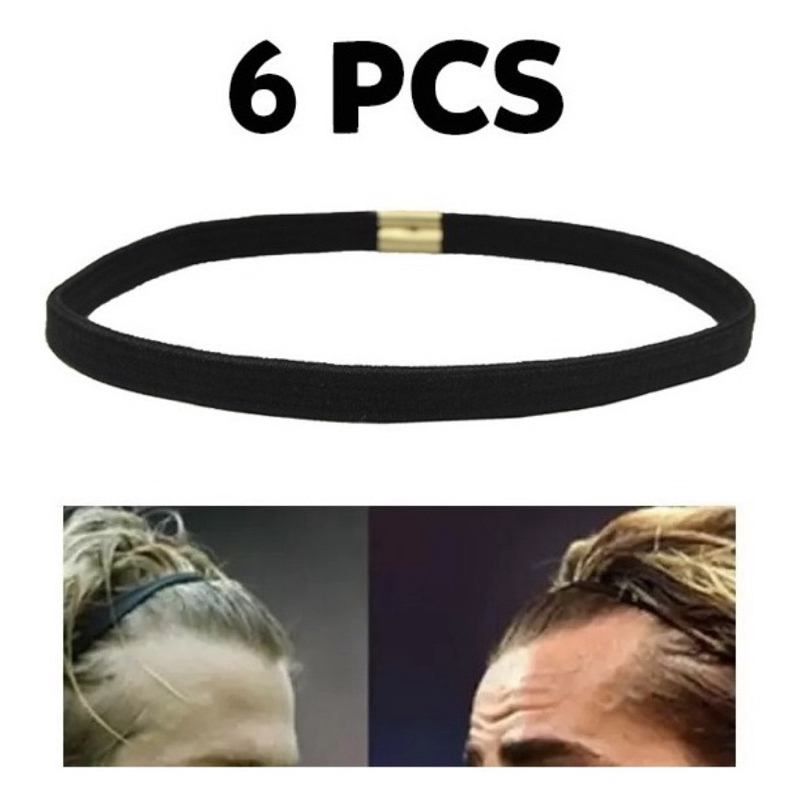 6 Elástico Faixa Cabelo Headband Tiara Masculina Afro Puff cor Preta