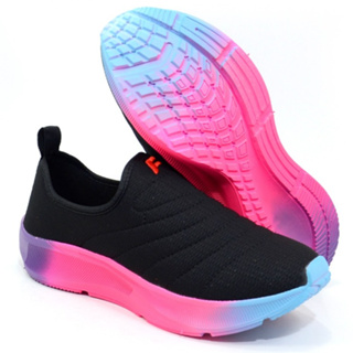 Tenis colorido enfiar o pé calce fácil sem cadarço slip on menina feminino em Oferta na Shopee