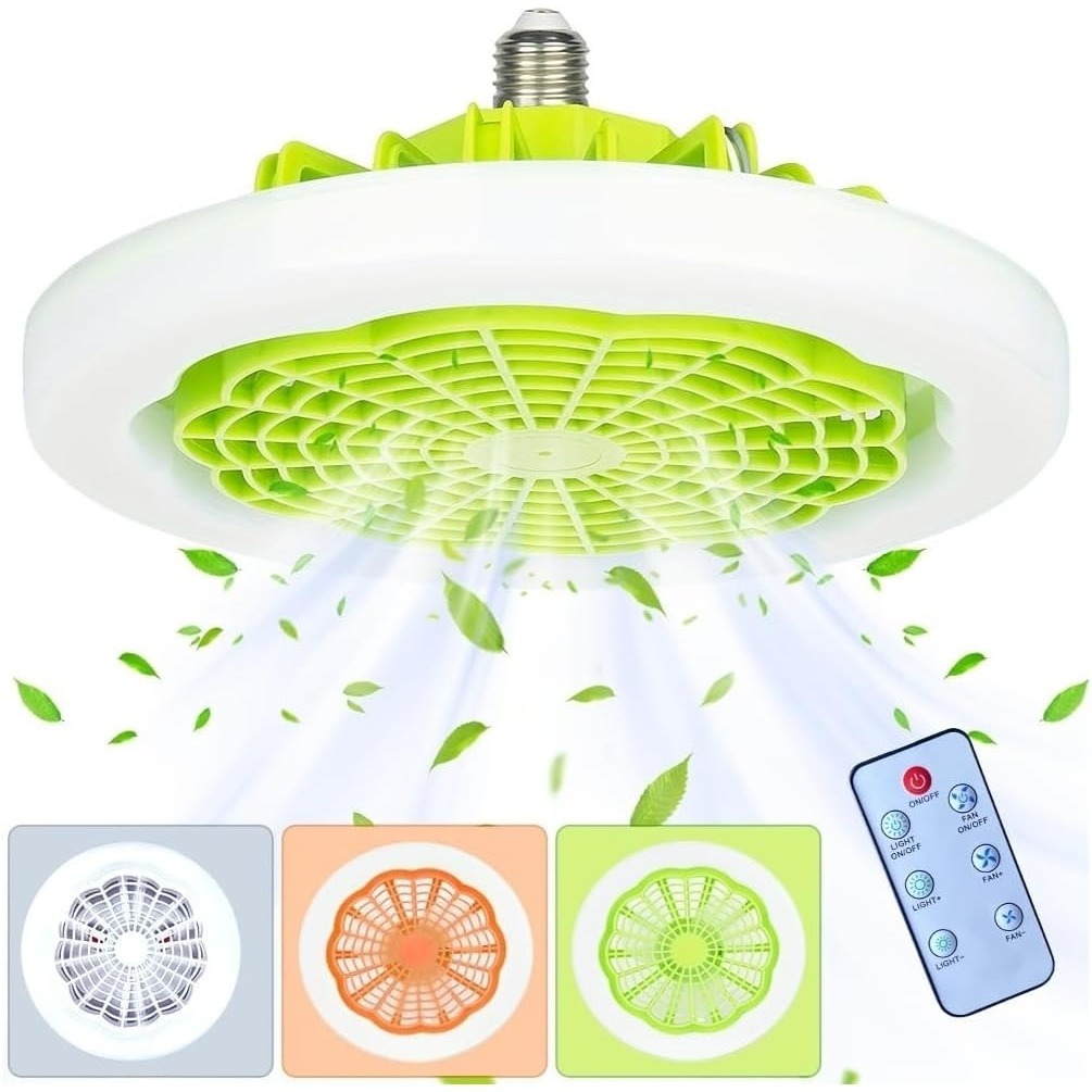 Ventilador De Teto Com Lâmpada De Led Ajustável e Controle Remoto 30W Fechado Com Luz Silencioso