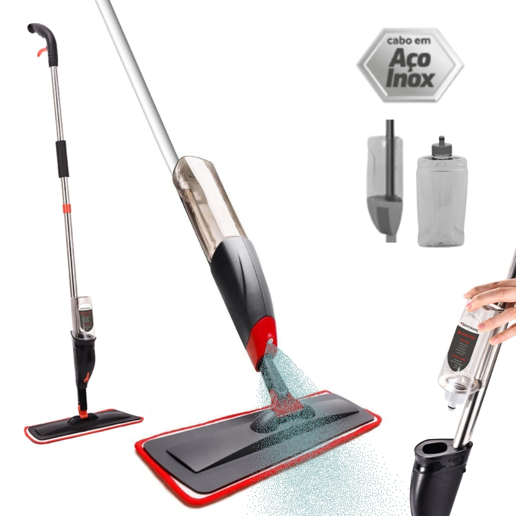 Mop Spray Giratório Limpeza Flash Mágico Rodo Esfregão Flat Pano Microfibra em Oferta na Shopee