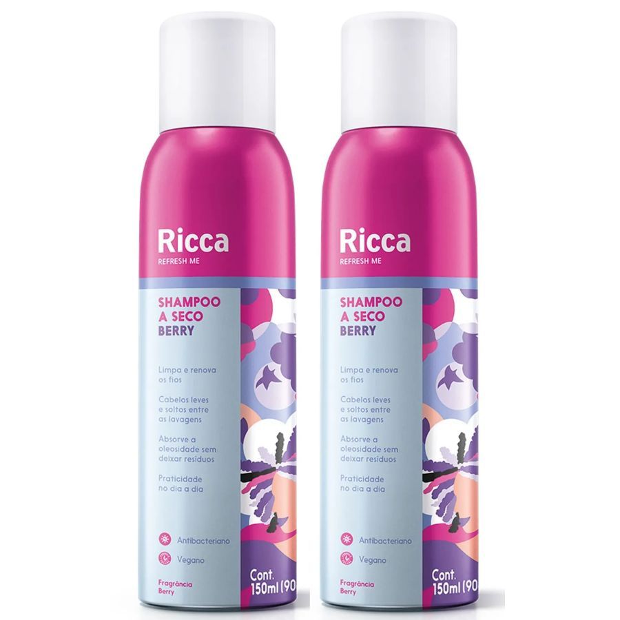 2 Shampoos a Seco Berry 150ml - Ricca em Oferta na Shopee
